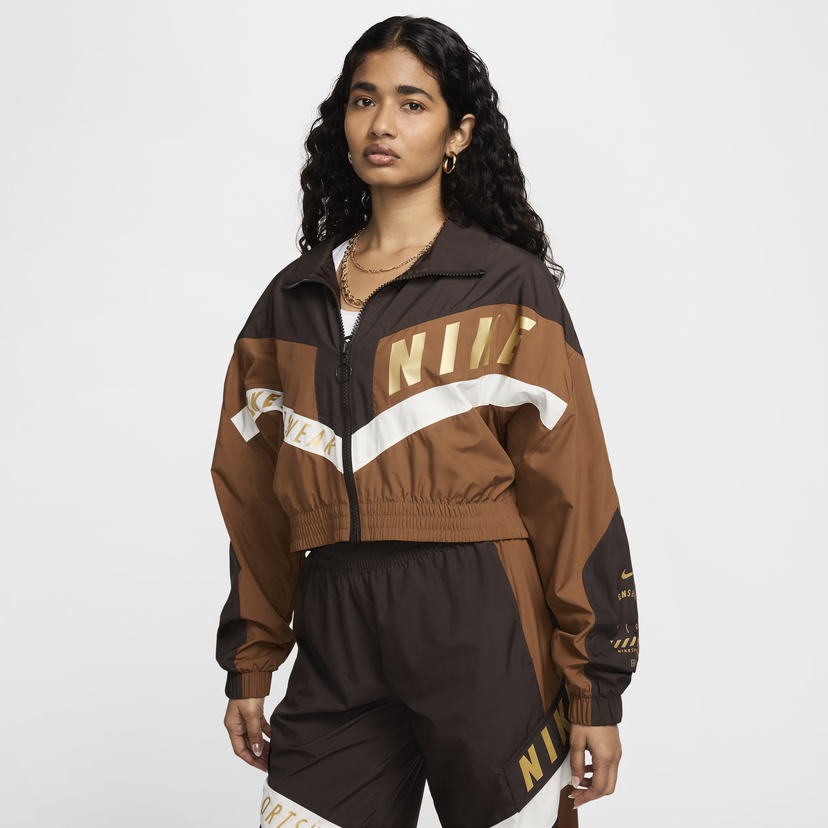 Яке бомбър Nike Woven Cropped Jacket Кафяво | HF5956-220