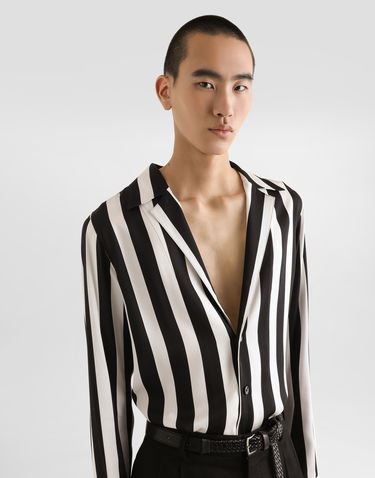 Риза Dolce & Gabbana Dolce & Gabbana Silk Charmeuse Long Sleeve Shirt Черно | G5MX5TFSA5WHAXRN, 3