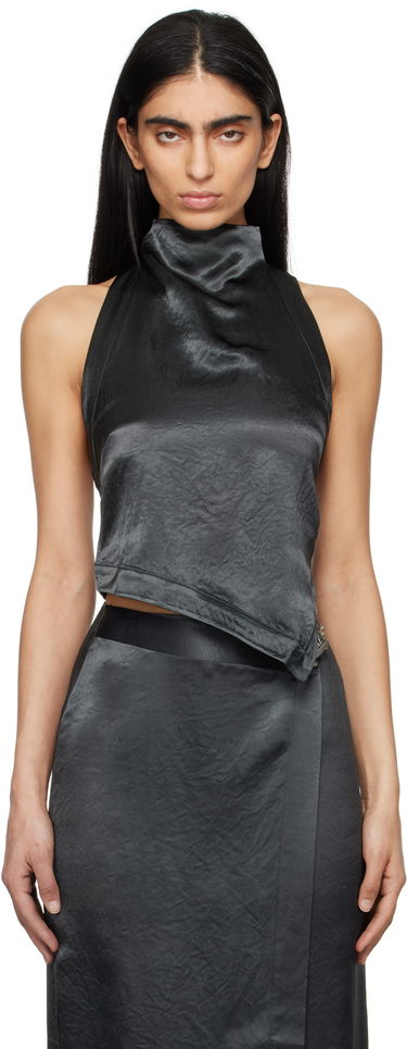 Пола Nanushka Nanushka Inara Satin Halter Tank Top Черно | NW25RSTP08077, 0