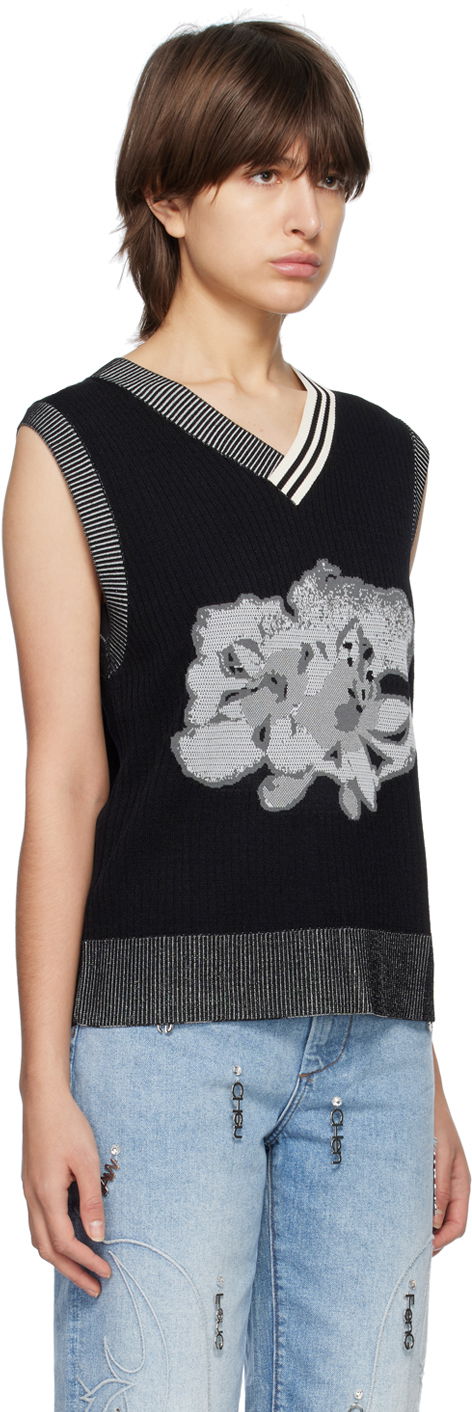 Пуловер Feng Chen Wang Feng Chen Wang Floral Sleeveless Vest Черно | FUS15KT07, 1