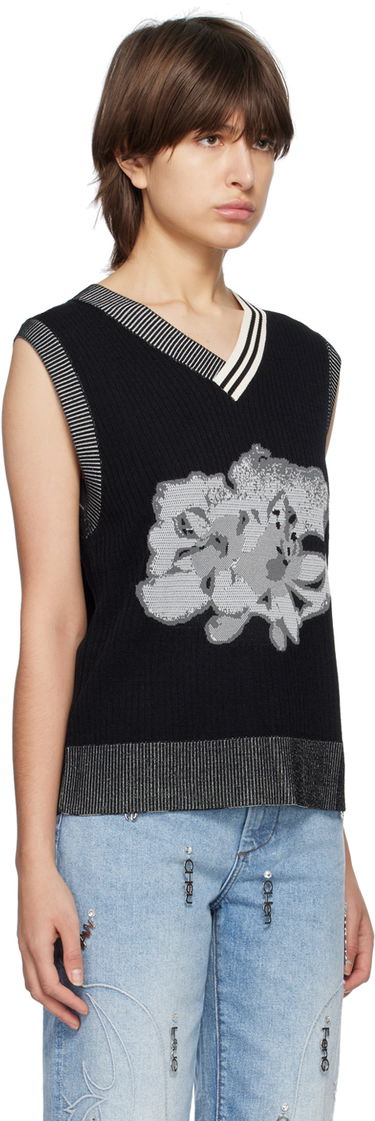 Пуловер Feng Chen Wang Feng Chen Wang Floral Sleeveless Vest Черно | FUS15KT07, 1