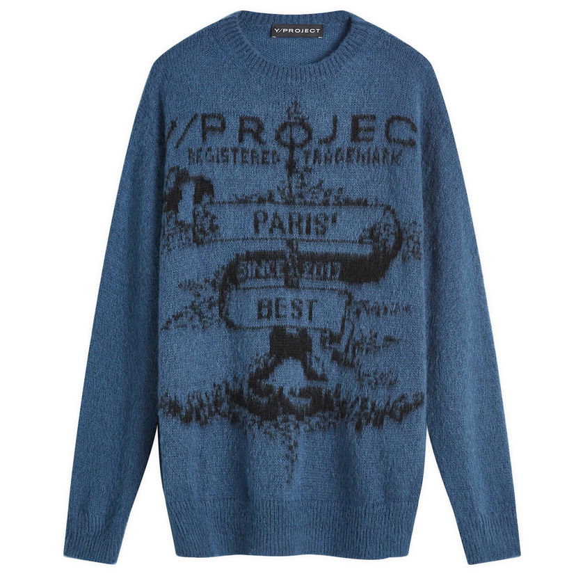 Пуловер Y/PROJECT Jacquard Pullover Тъмно синьо | 206SW001-DRKBLU