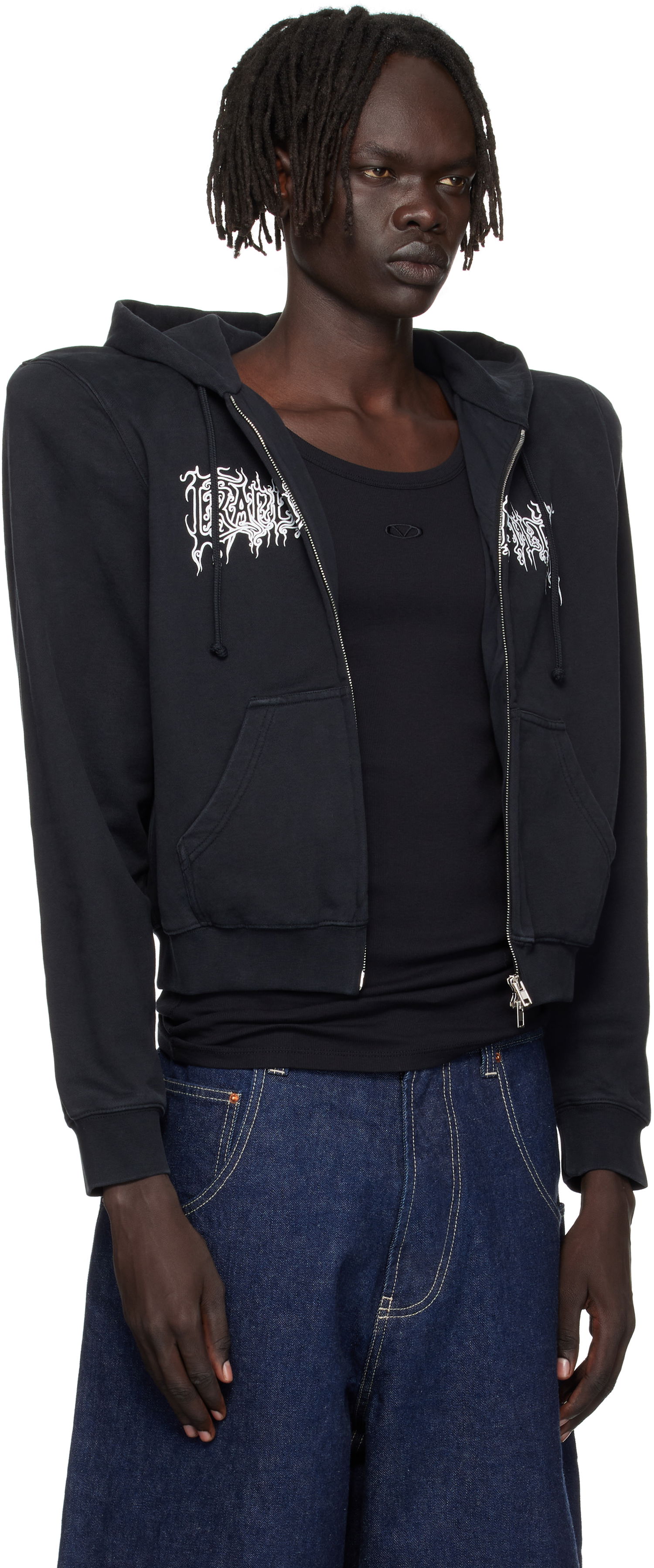 Суитчър VETEMENTS Vetements Cradle of Filth Logo Extreme Shoulder Zip-Up Hoodie Черно | UCF76ZU170B, 1