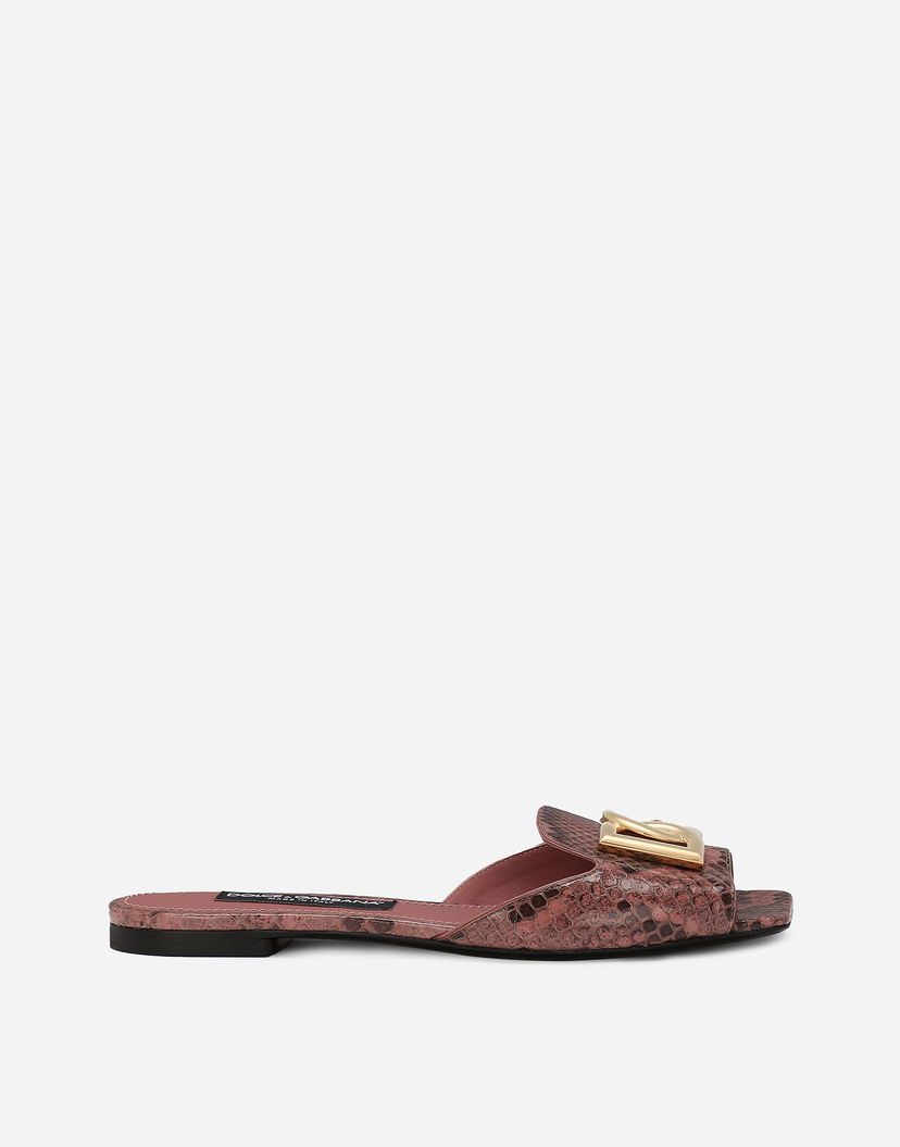 Аксесоари Dolce & Gabbana Dolce & Gabbana Python Skin Slides with DG Buckle Розово | CQ0593A2Y688H415