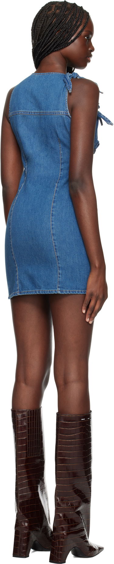 Pокля Coperni Coperni Asymmetric Flower Denim Minidress Синьо | COPR158F2014, 2