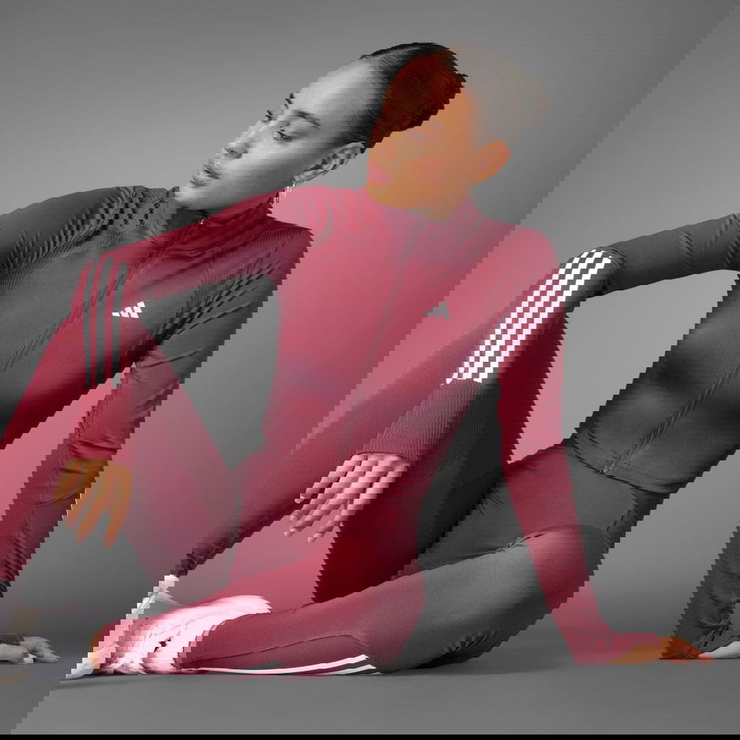 Комплект adidas Performance Hyperglam Full-Zip Ribbed Training Top Бургунди | JE8816, 0