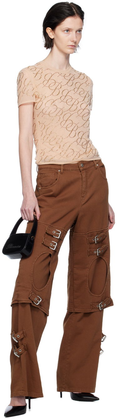 Карго панталони Blumarine Blumarine Boyfriend Cutout Buckle Jeans Кафяво | A344J046A, 3