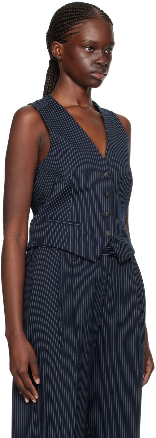 Жилетка rag & bone Priya Pinstripe Vest Синьо | WAC23HT044LC44, 1