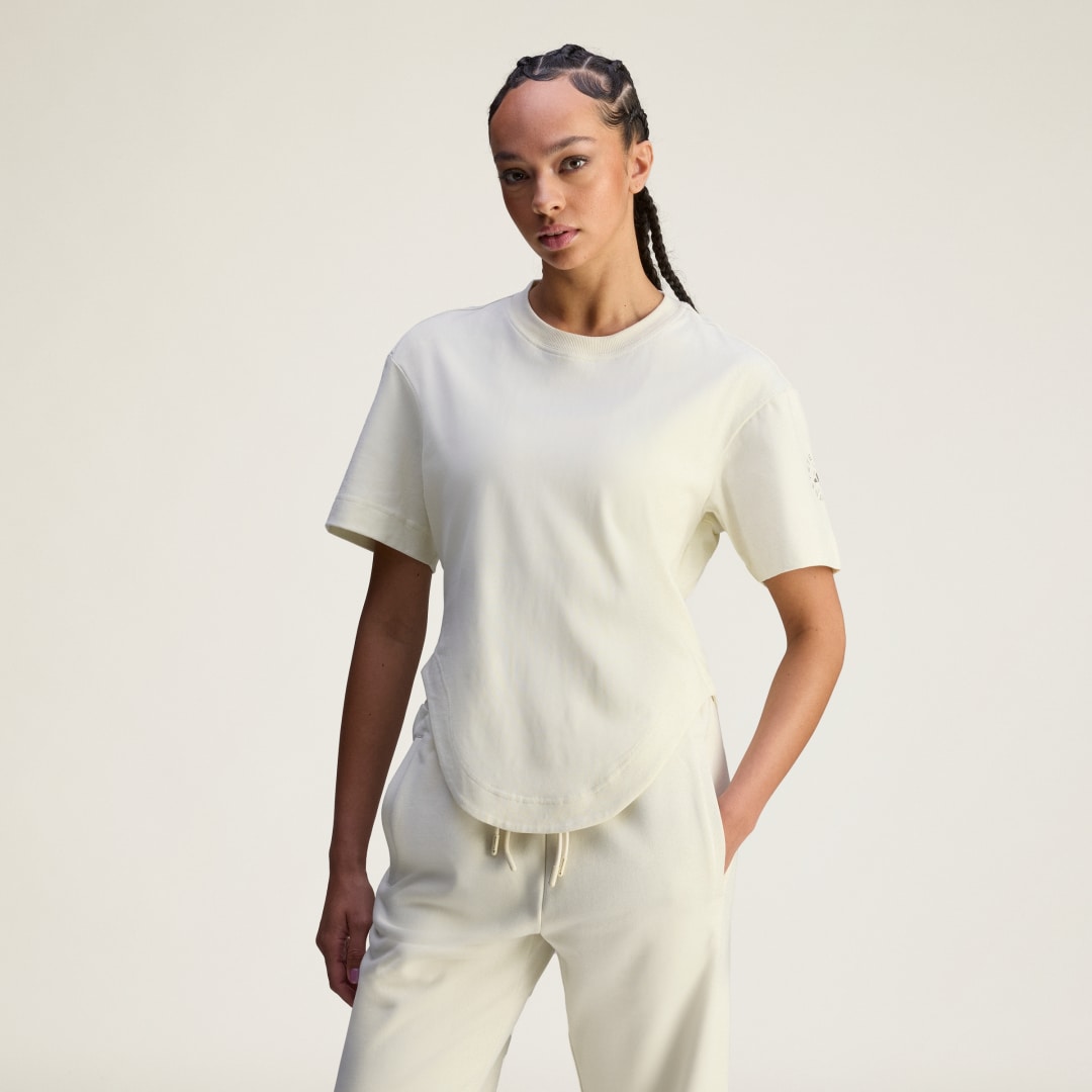 Тениска adidas Performance Stella McCartney Sportswear Curved Hem T-Shirt Бяло | JX6775, 0