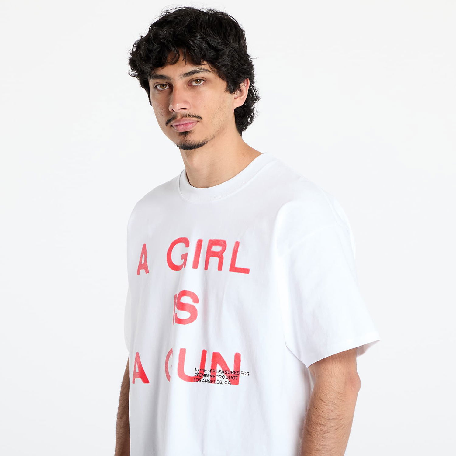 Тениска Pleasures PLEASURES Girl Is A Gun Graphic T-Shirt Бяло | P25SU061 WHITE, 1
