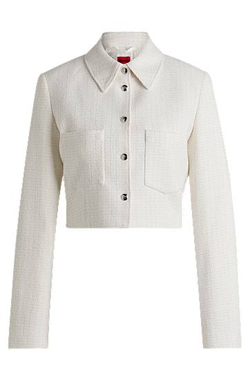 Яке BOSS Cropped Bouclé Jacket Бяло | 50538133, 0
