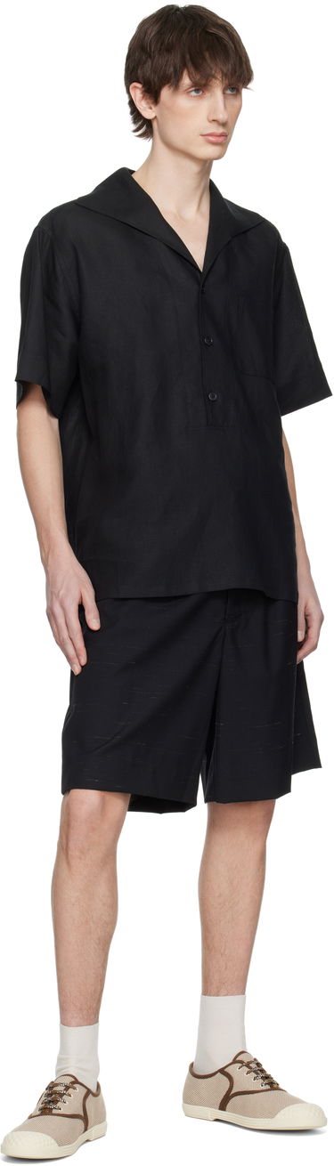 Риза Dolce & Gabbana Dolce&Gabbana Three-Button Short-Sleeved Linen Shirt Черно | G5NE3TFU4JB, 3