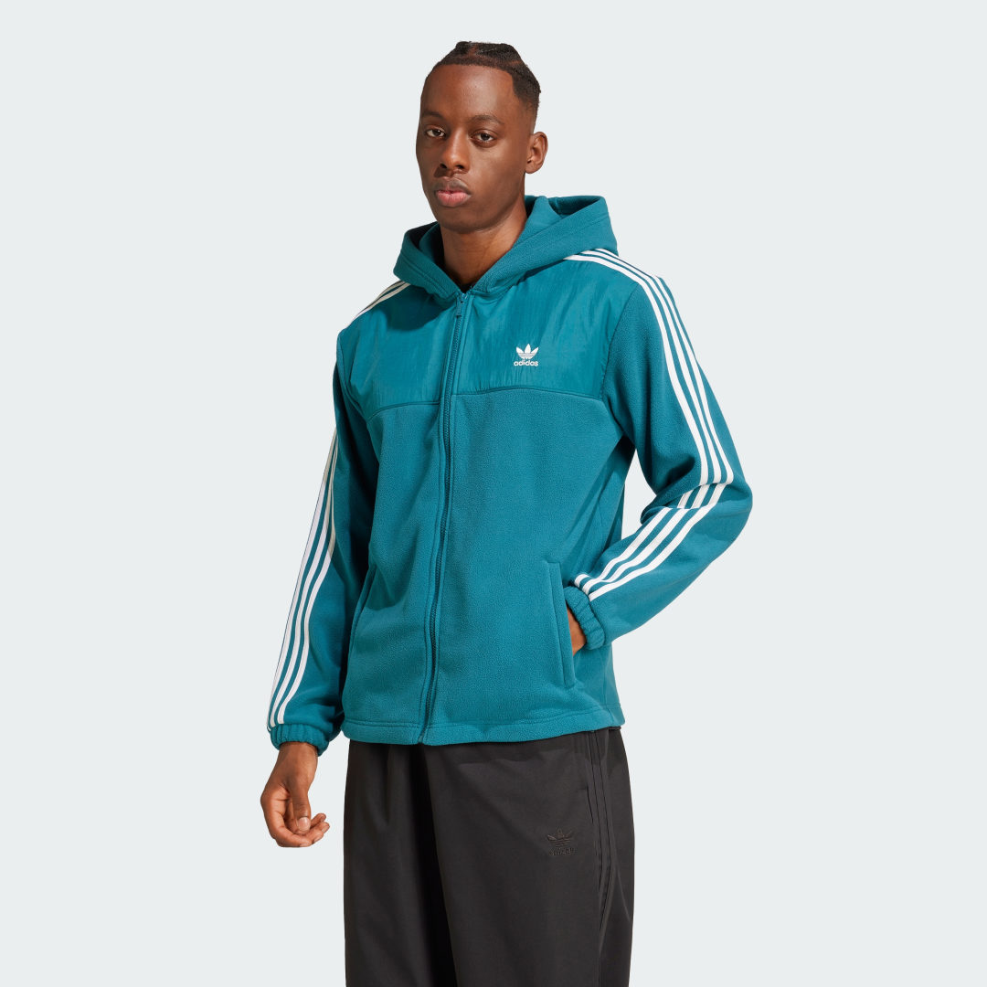 Суитчър adidas Performance Adicolor 3-Stripes Teddy Fleece Hoodie Зелено | IZ2488, 0