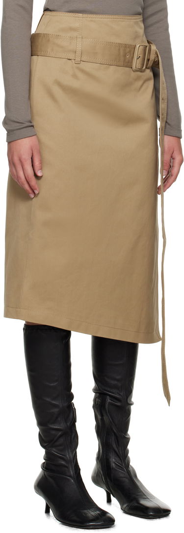 Пола Acne Studios Acne Studios Twill Midi Skirt with Belt Бежово | AF0557-, 1