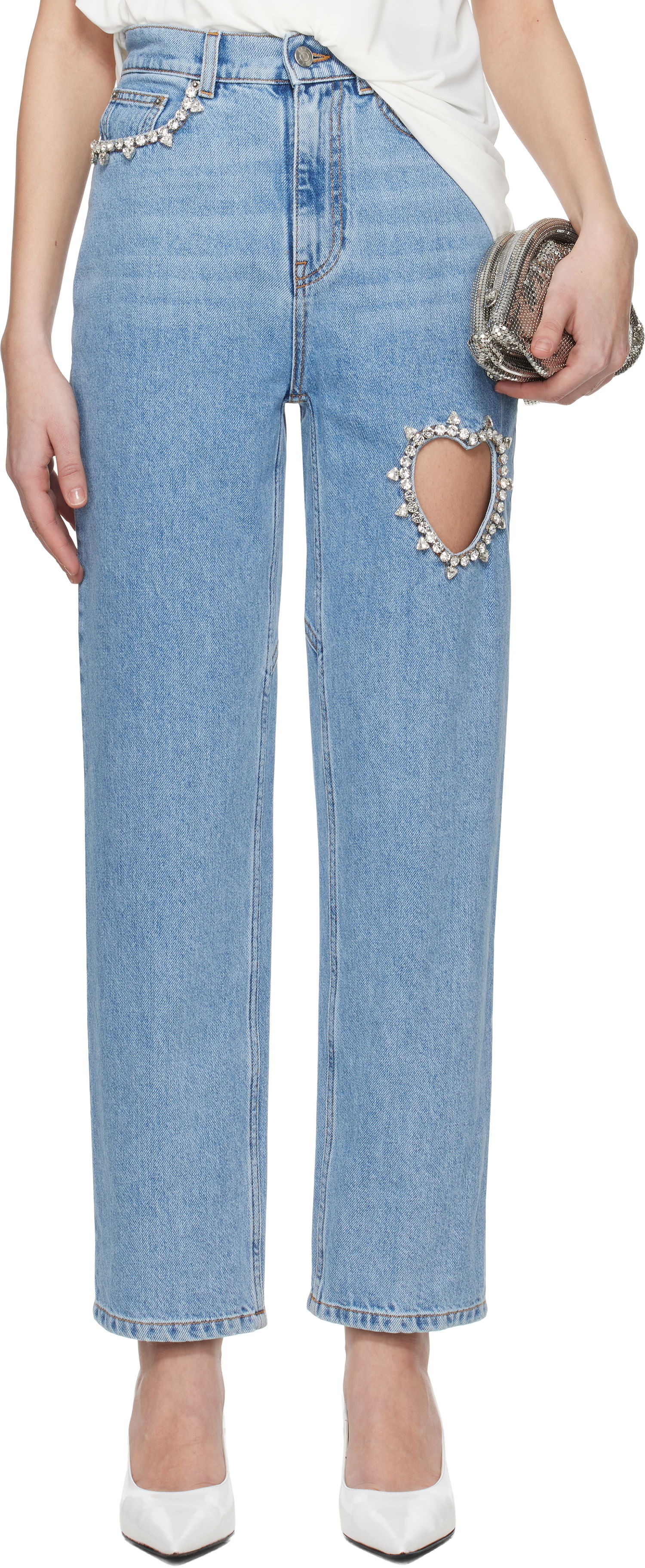 Дънки Area AREA Crystal Heart Cutout Jeans Синьо | 0000PA0069DE01, 0