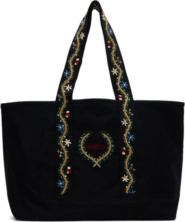 Голяма пазарска чанта Bode Bode Alpineflower Embroidered Canvas Tote Черно | MRF24AC034, 0