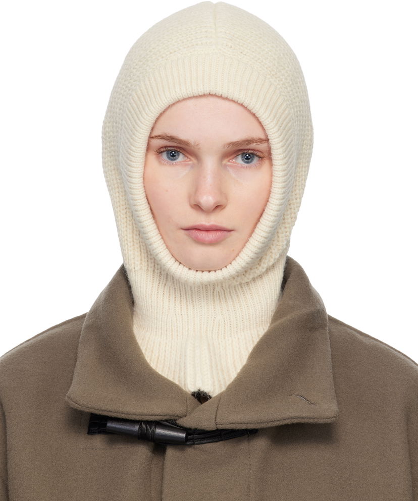 Шапка LEMAIRE Knitted Hood Balaclava Бяло | AC1227 LK1028