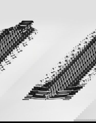 Риза Dolce & Gabbana Dolce & Gabbana Silk Twill Shirt With All-over Logo Черно | F5S48THI1Z6HA9CN, 0