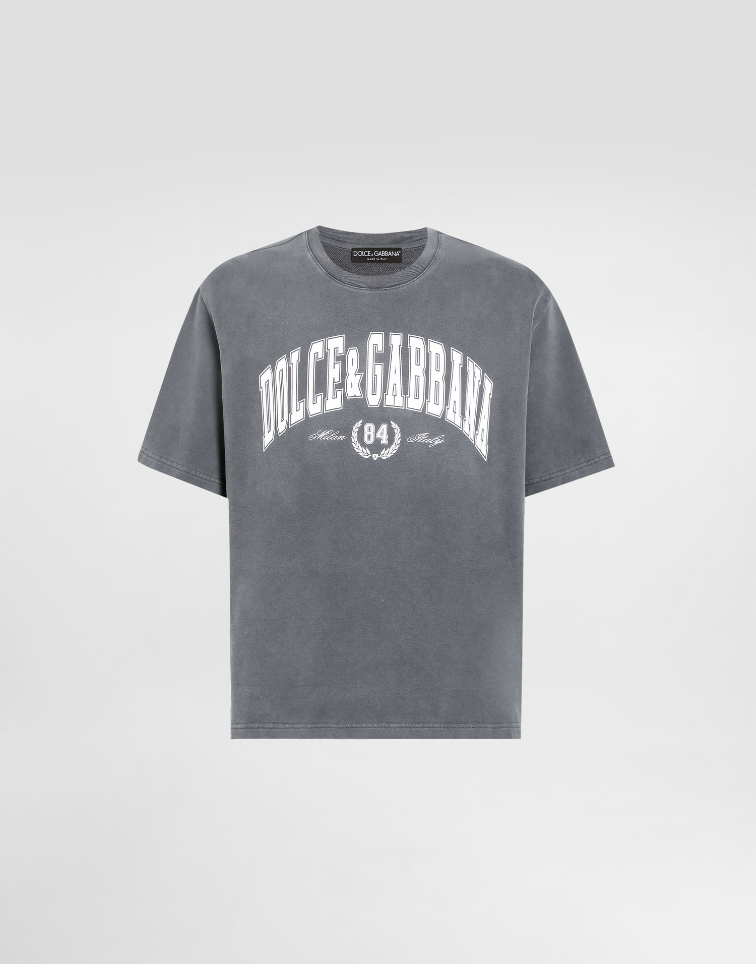 Тениска Dolce & Gabbana Dolce & Gabbana Cotton T-Shirt with '84' Print Сиво | G8TA2TG7PK7N9833, 0