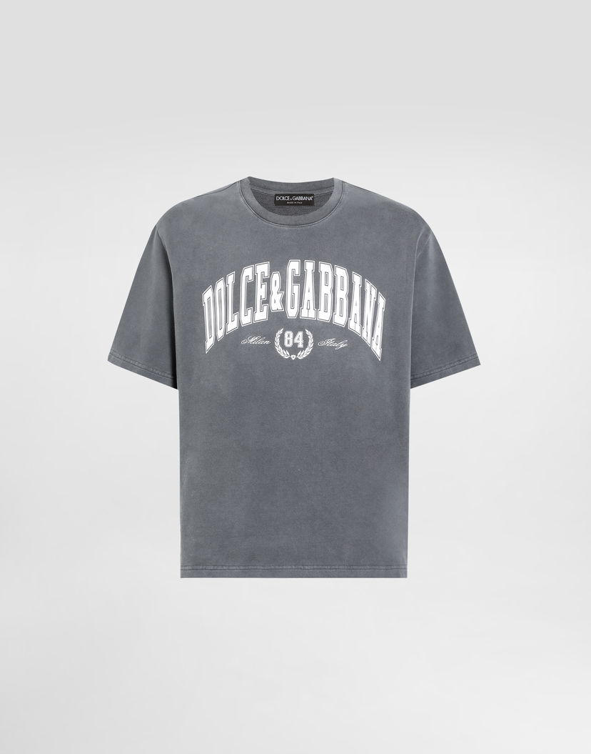 Тениска Dolce & Gabbana Dolce & Gabbana Cotton T-Shirt with '84' Print Сиво | G8TA2TG7PK7N9833