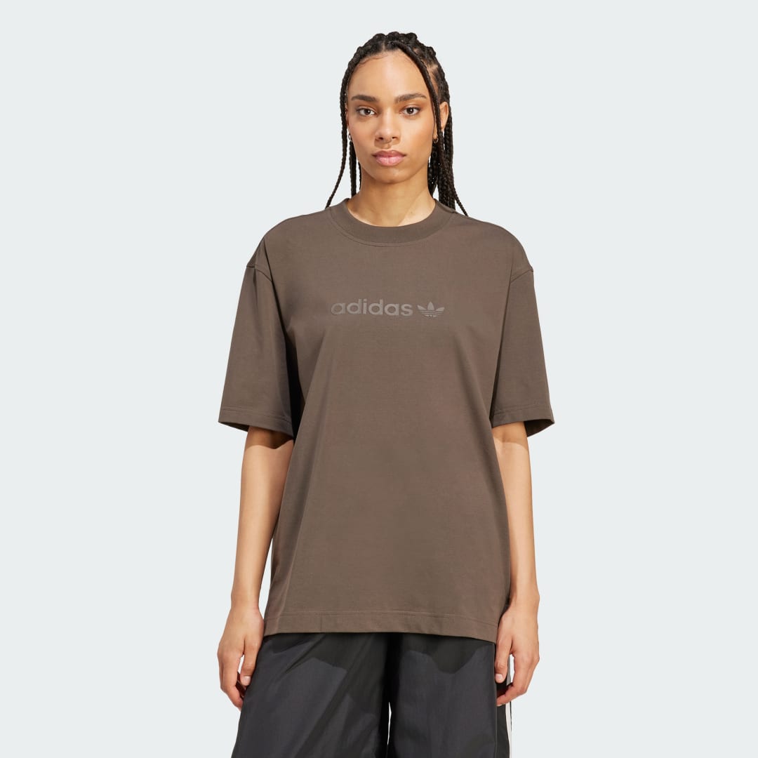 Тениска adidas Performance Essentials Linear Oversized T-Shirt Кафяво | JX5535, 0