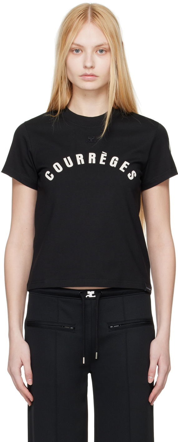 Тениска Courrèges Straight Logo T-Shirt Черно | 124JTS006JS0112