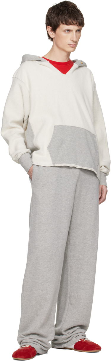 Суитчър LES TIEN Heavyweight Inside Out Raw Cropped Hoodie Бяло | CF-1150-IO, 3