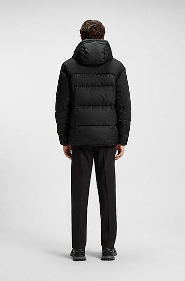 Пухо яке BOSS Water-repellent Down-Filled Jacket with Detachable Hood Черно | 50548693, 1