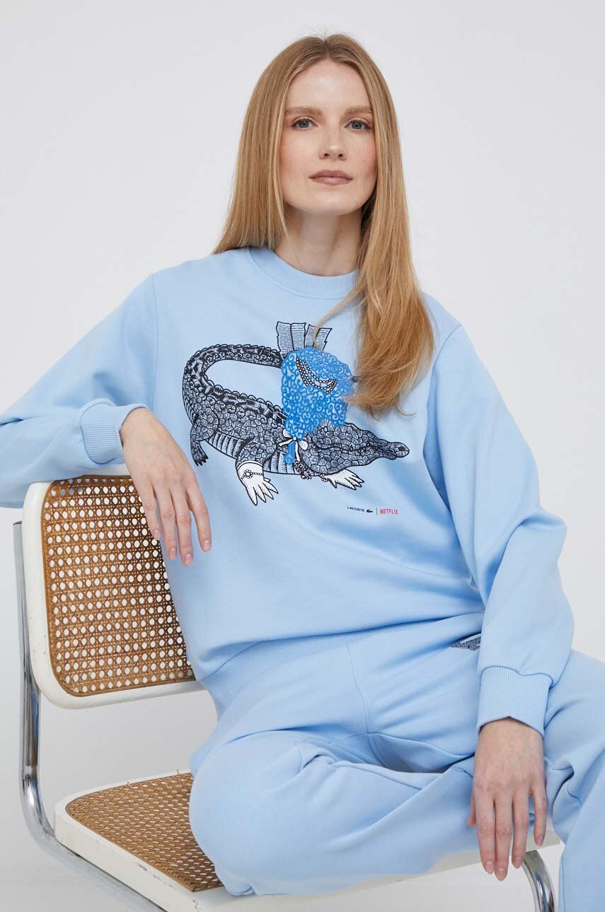 Суитчър Lacoste x Netflix Loose Fit Organic Cotton Sweatshirt Синьо | SF7564, 0