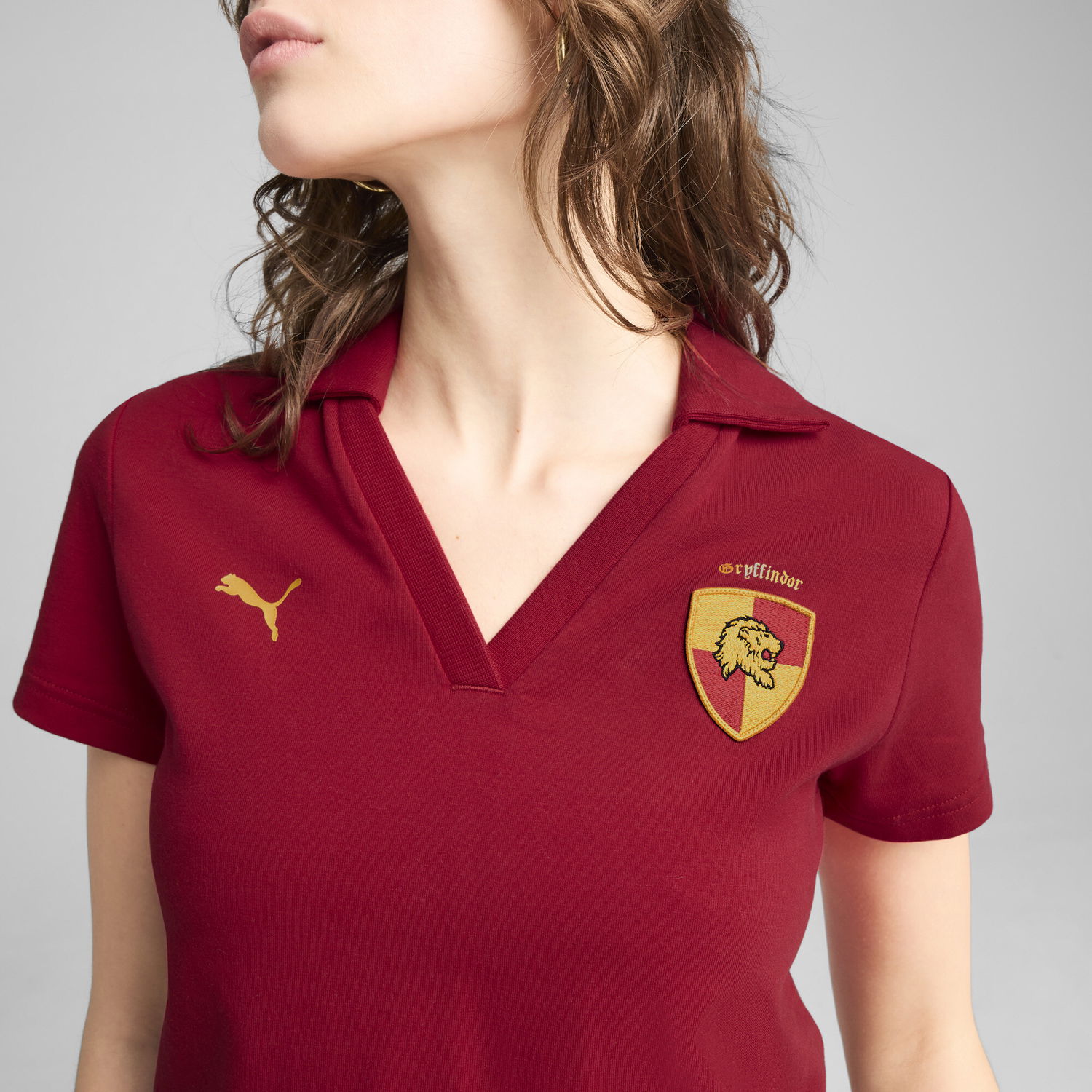 Съкратен топ Puma PUMA x HARRY POTTER Women's Cropped Polo Shirt Червено | 630097_13, 1