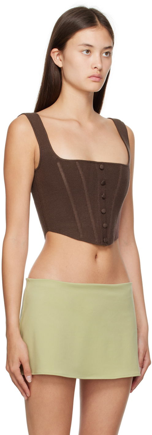 Потник GUIZIO Guizio Corset Knit Camisole Кафяво | DGF22C1018NY_BRN, 1