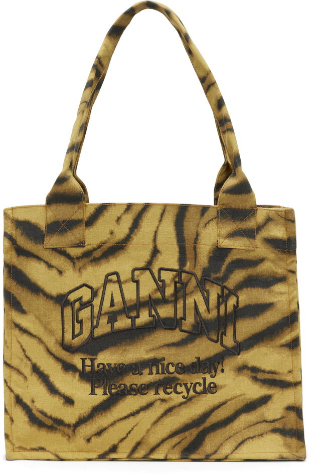Tiger Print Slogan Large Tote