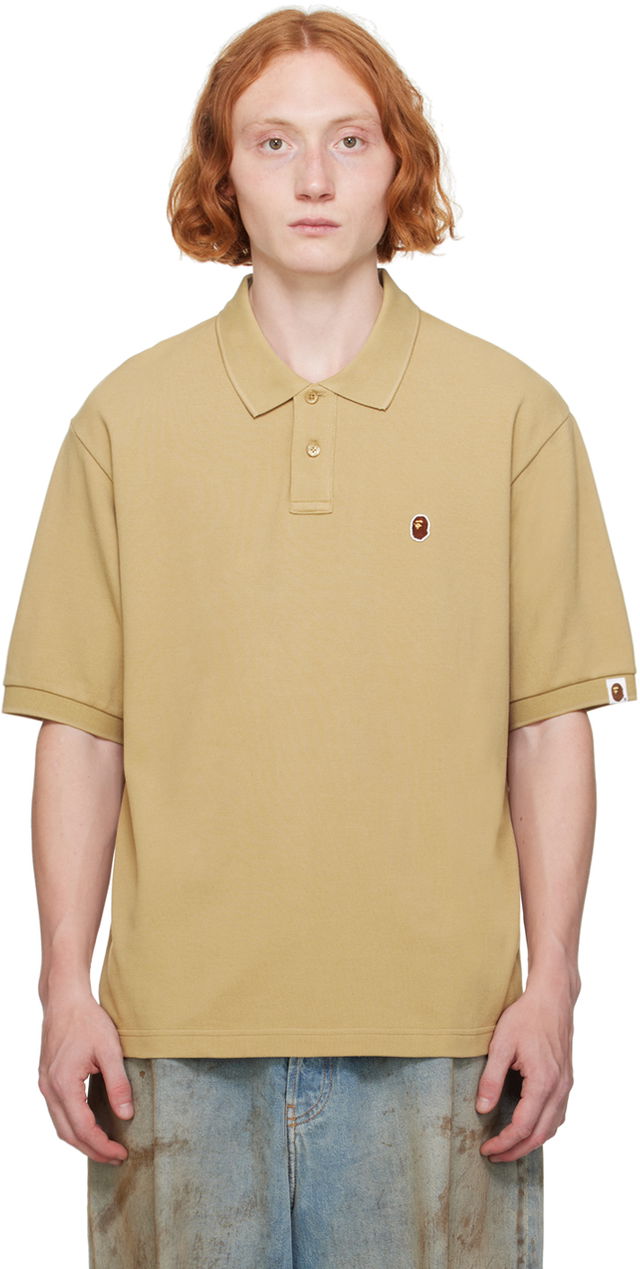 BAPE Beige Ape Head One Point Polo