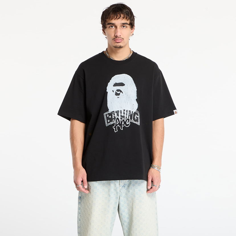 Тениска BAPE Hand Drawn Ape Head Relaxed Fit T-Shirt Черно | 001TEL801333MBLK