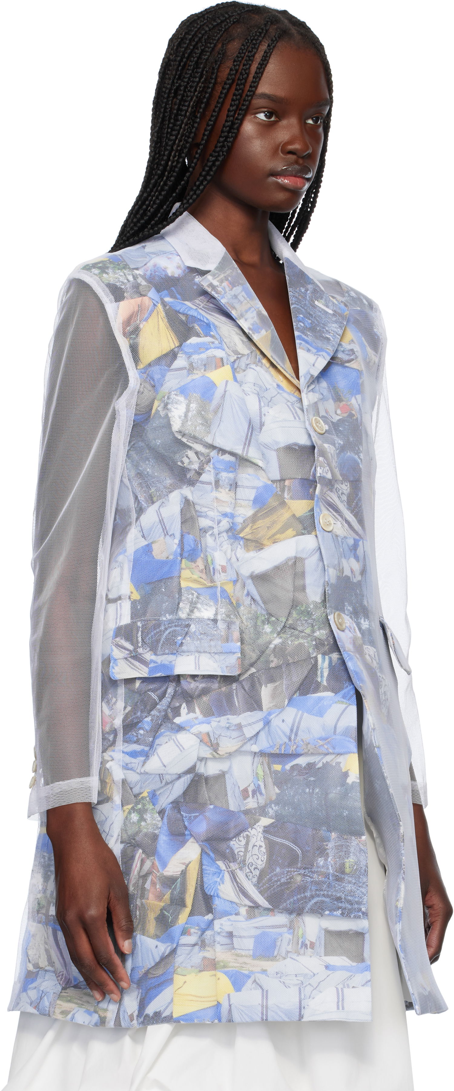 Ветровка Comme des Garçons Comme des Garçons Layered Mesh Print Jacket Бяло | GO-J038-S25, 1