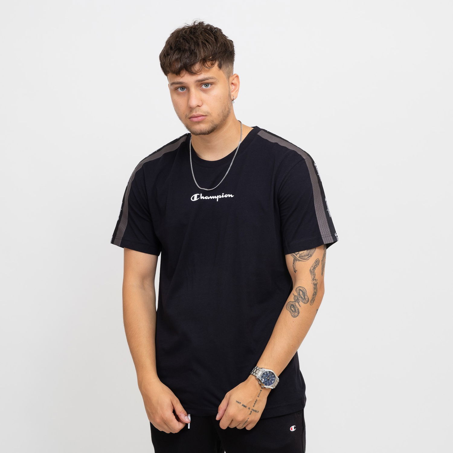 Тениска Champion Black Short Sleeve Graphic Tee Черно | 219097-KK001, 0