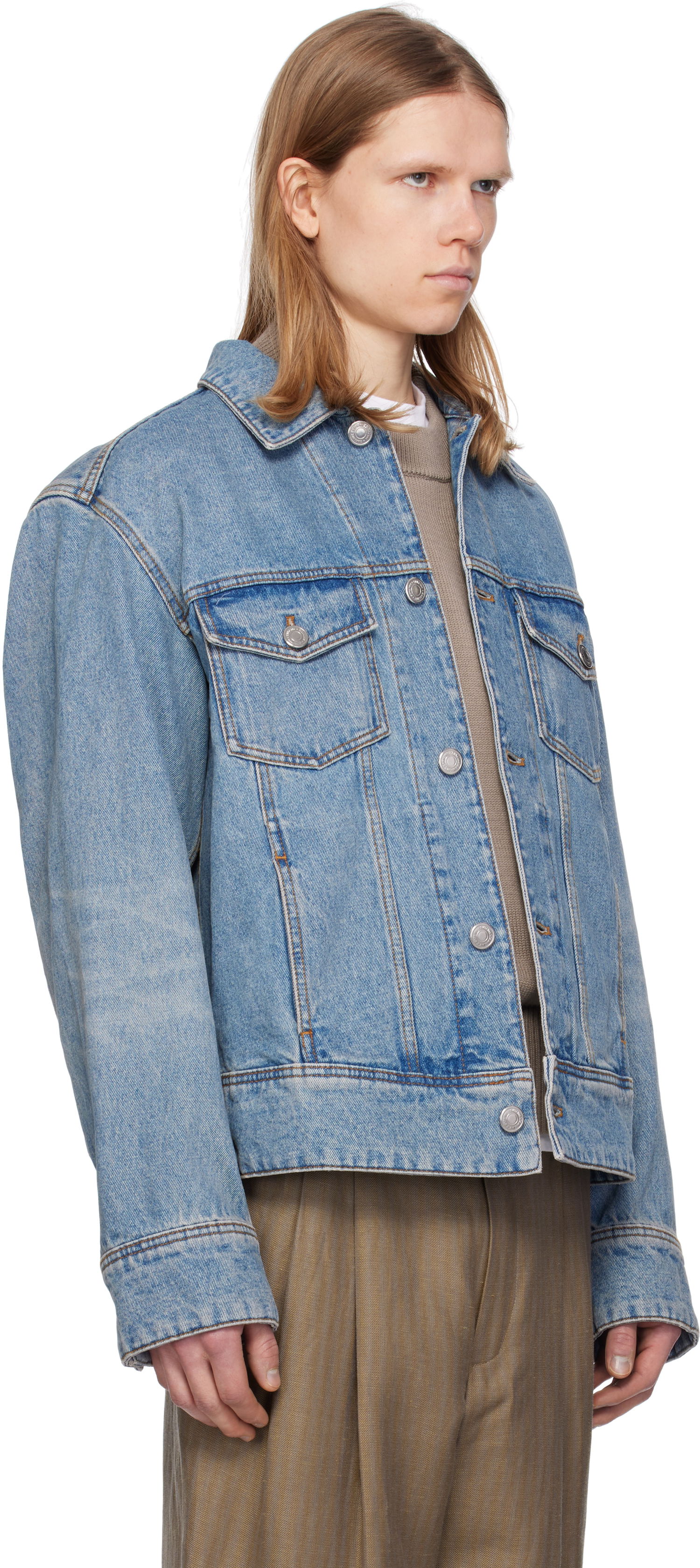 Яке AMI AMI Paris Cotton Denim Trucker Jacket Синьо | HJK247.DE0046, 1