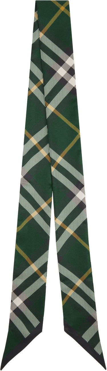 Шал Burberry Skinny Silk Scarf with a Check Pattern Зелено | 8095832, 0
