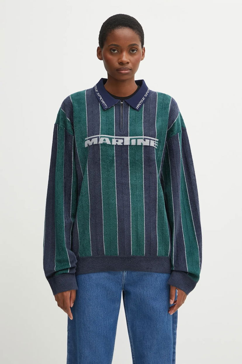 Суитчър Martine Rose Martine Rose Sporty Logo Striped Long-Sleeved Polo Sweatshirt Многоцветен | 981YA20407