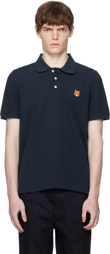 Поло тениска MAISON KITSUNÉ Maison Kitsuné Fox Head Patch Regular Fit Polo Тъмно синьо | PM00209KP0002, 0