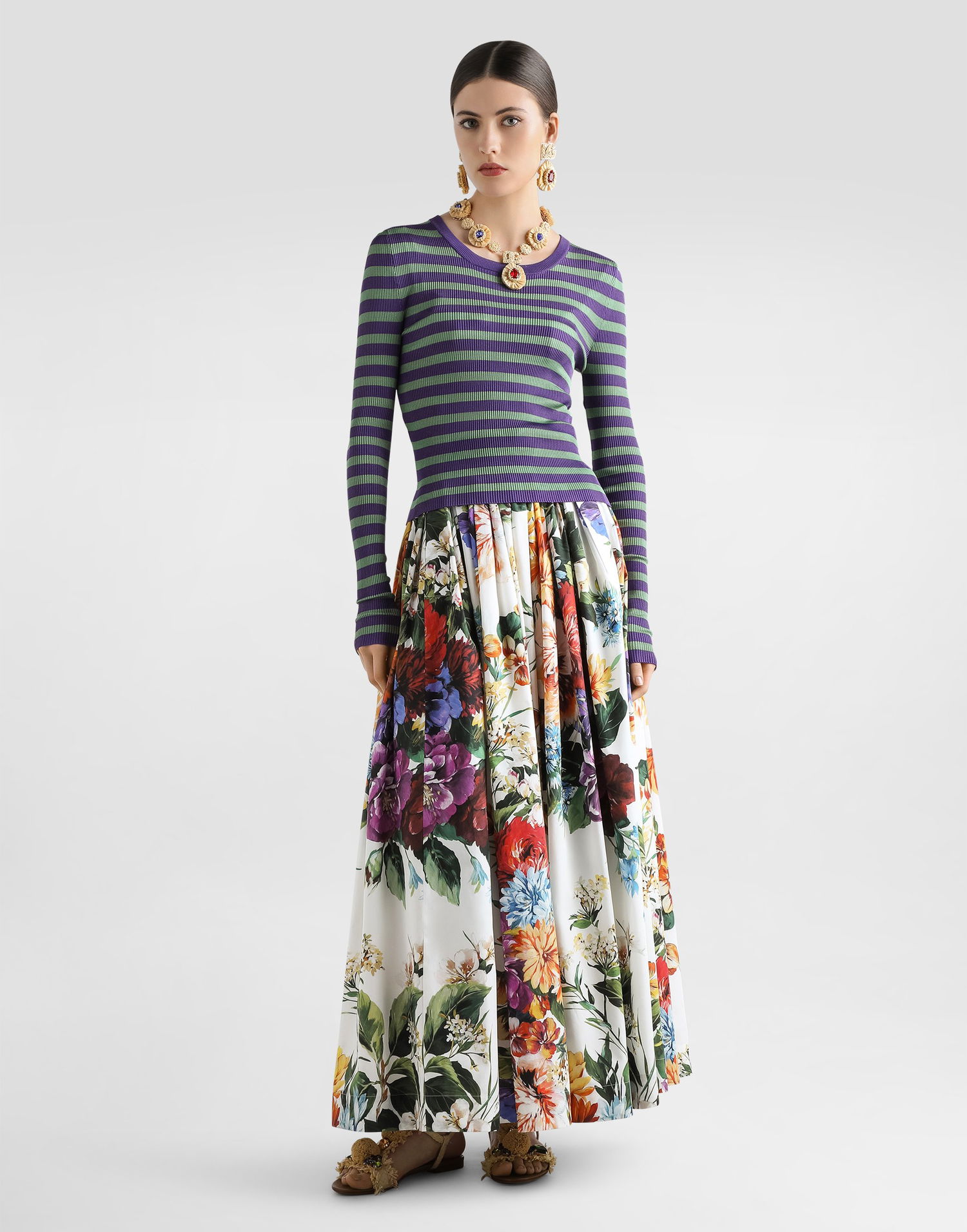 Пола Dolce & Gabbana Dolce & Gabbana Bouquet Flower-print Wide Skirt Многоцветен | F4C6QTHS5TRHA5PC, 1