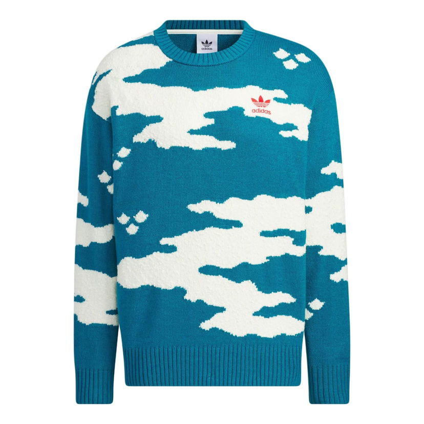 Пуловер adidas Originals Originals Cloud Print Sweater Синьо | JE9189