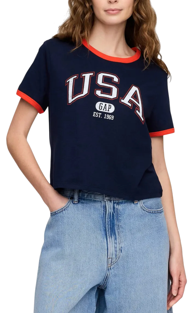 USA Ringer Crop T-Shirt