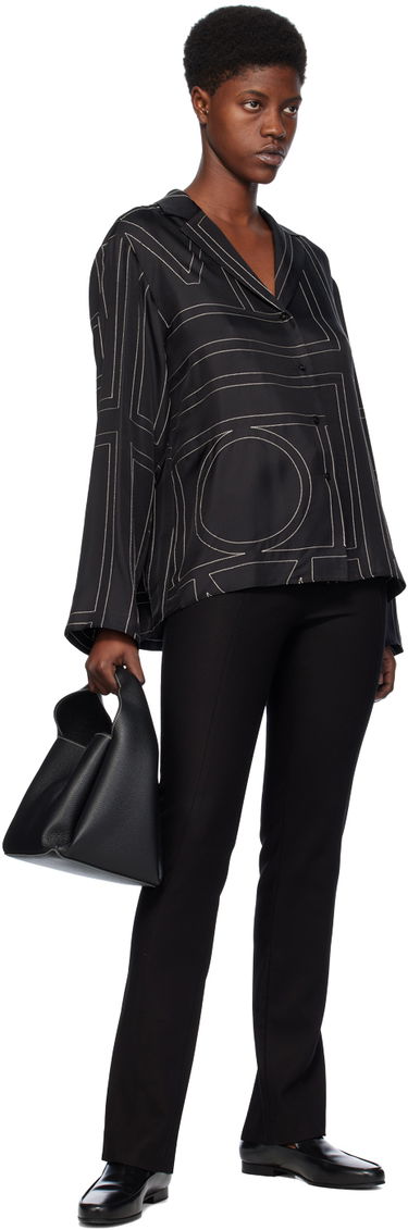 Риза TOTEME Monogram Satin Shirt Черно | 213-755-707, 3