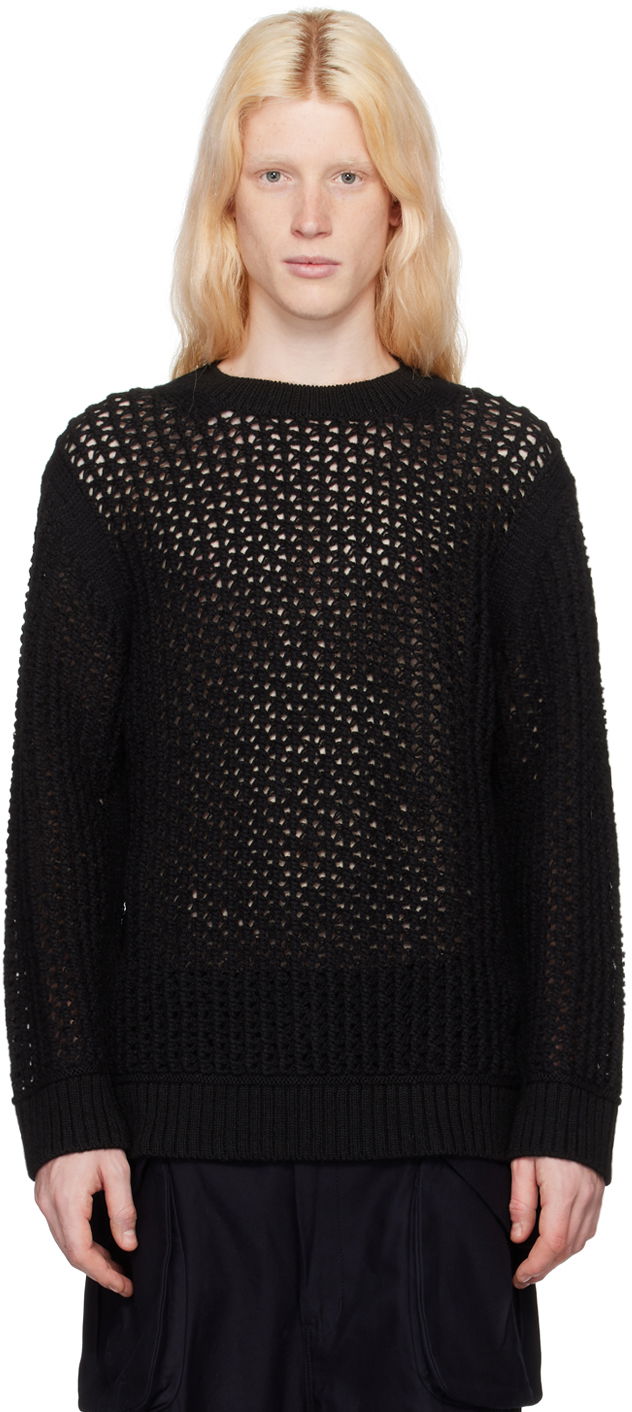 Пуловер Junya Watanabe Open Knit Crewneck Sweater Черно | WL-N008-051