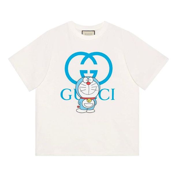 Тениска Gucci Doraemon Oversized T-Shirt Бяло | 616036-XJDEZ-9791