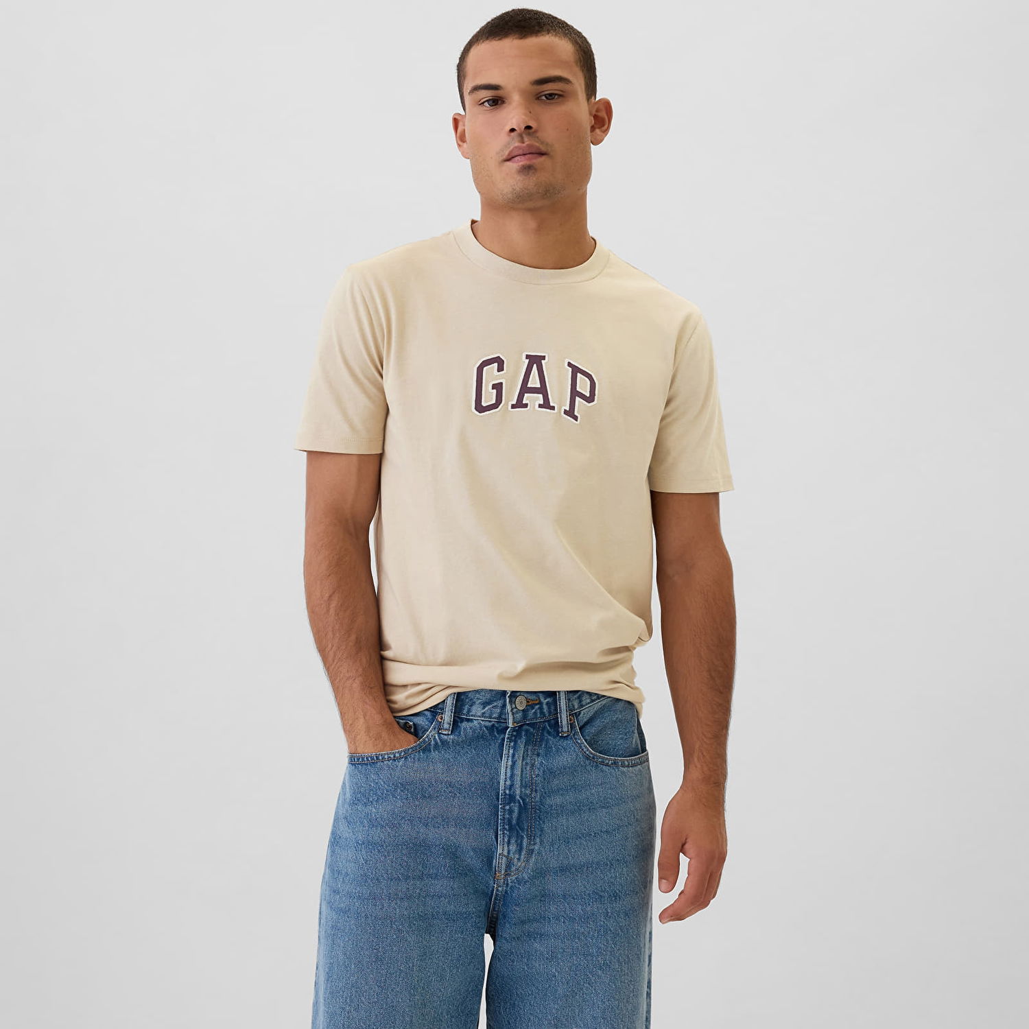 Тениска GAP T-shirt Logo New Arch Tee Bedrock M Бежово | 570044-26, 0
