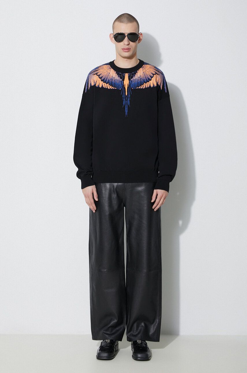 Пуловер Marcelo Burlon Marcelo Burlon Icon Wings Knit Boxy Crew Sweatshirt Черно | CMHE024S24KNI0011026, 0
