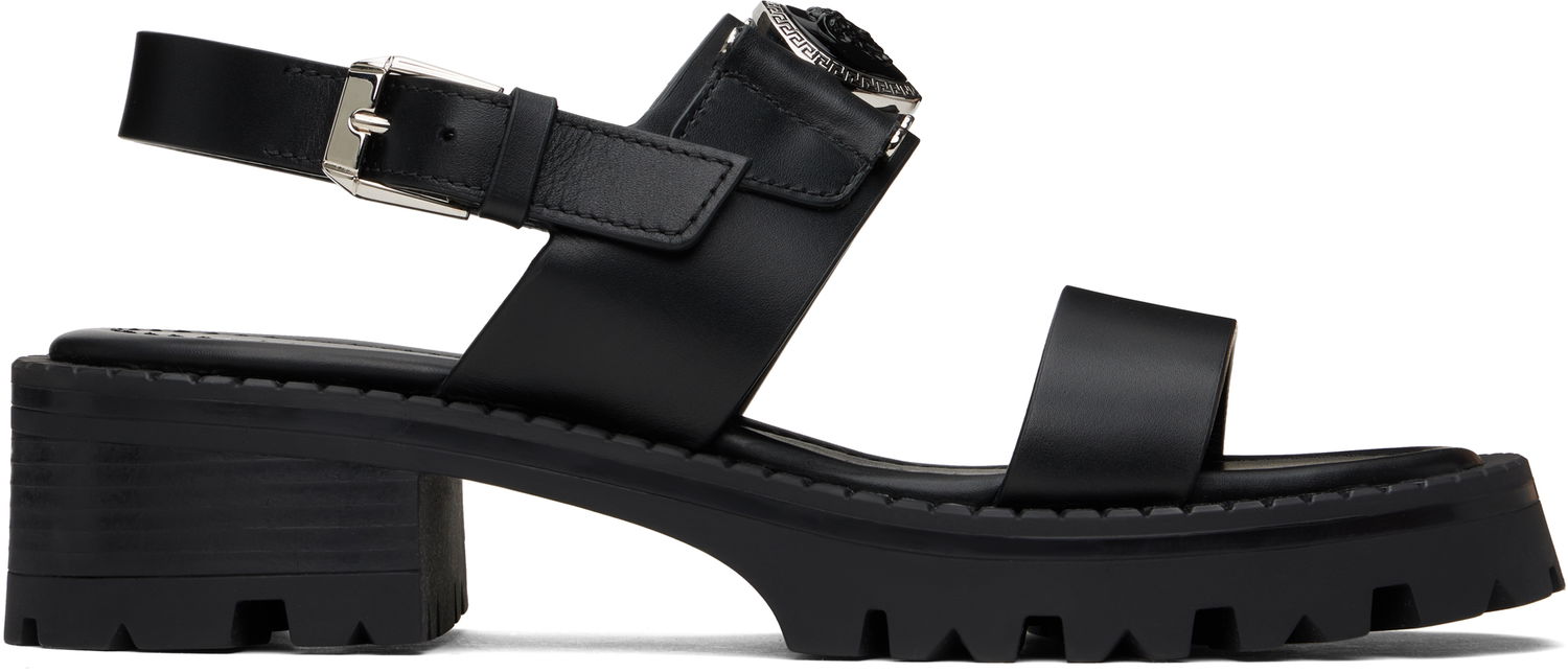 Кецове и обувки Versace Medusa Buckle Platform Block-Heel Sandals 80 mm Черно | 1015472_1A04174_1B00P, 0