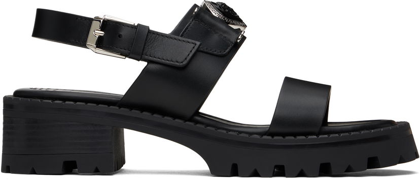 Кецове и обувки Versace Medusa Buckle Platform Block-Heel Sandals 80 mm Черно | 1015472_1A04174_1B00P